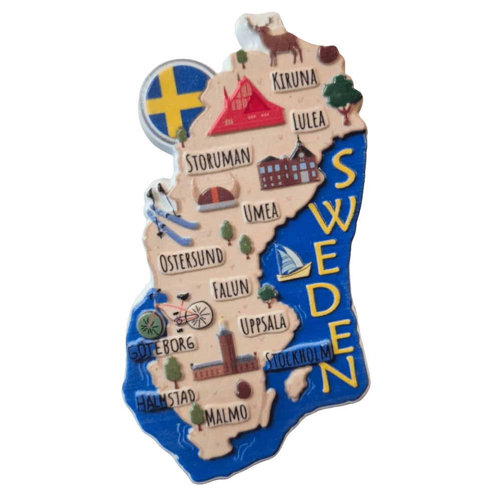 SOUVENIRBUTIK Sverige Karta Souvenir Midi Magnet
