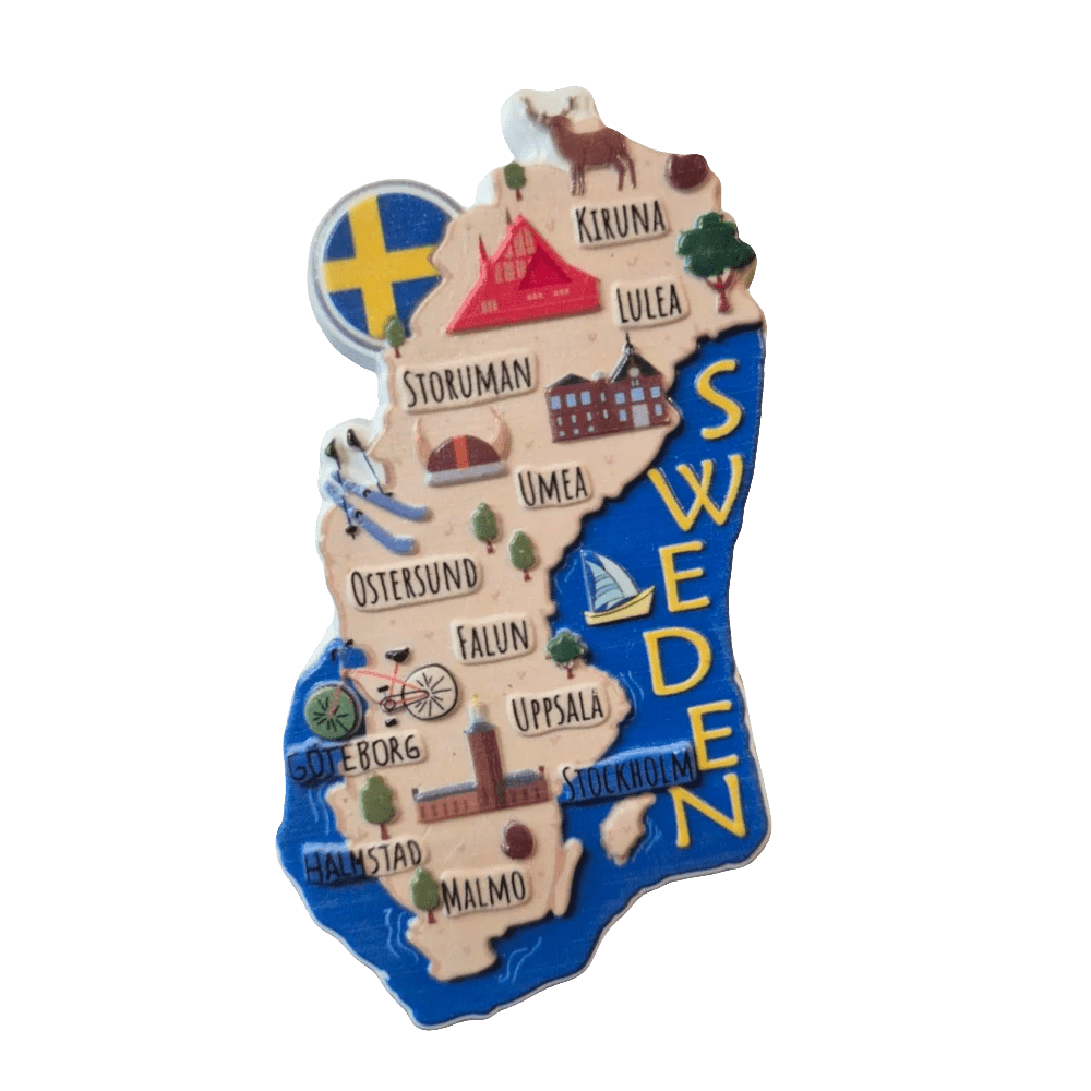 Sweden Map Souvenir Fridge Magnet by SOUVENIRS SHOP