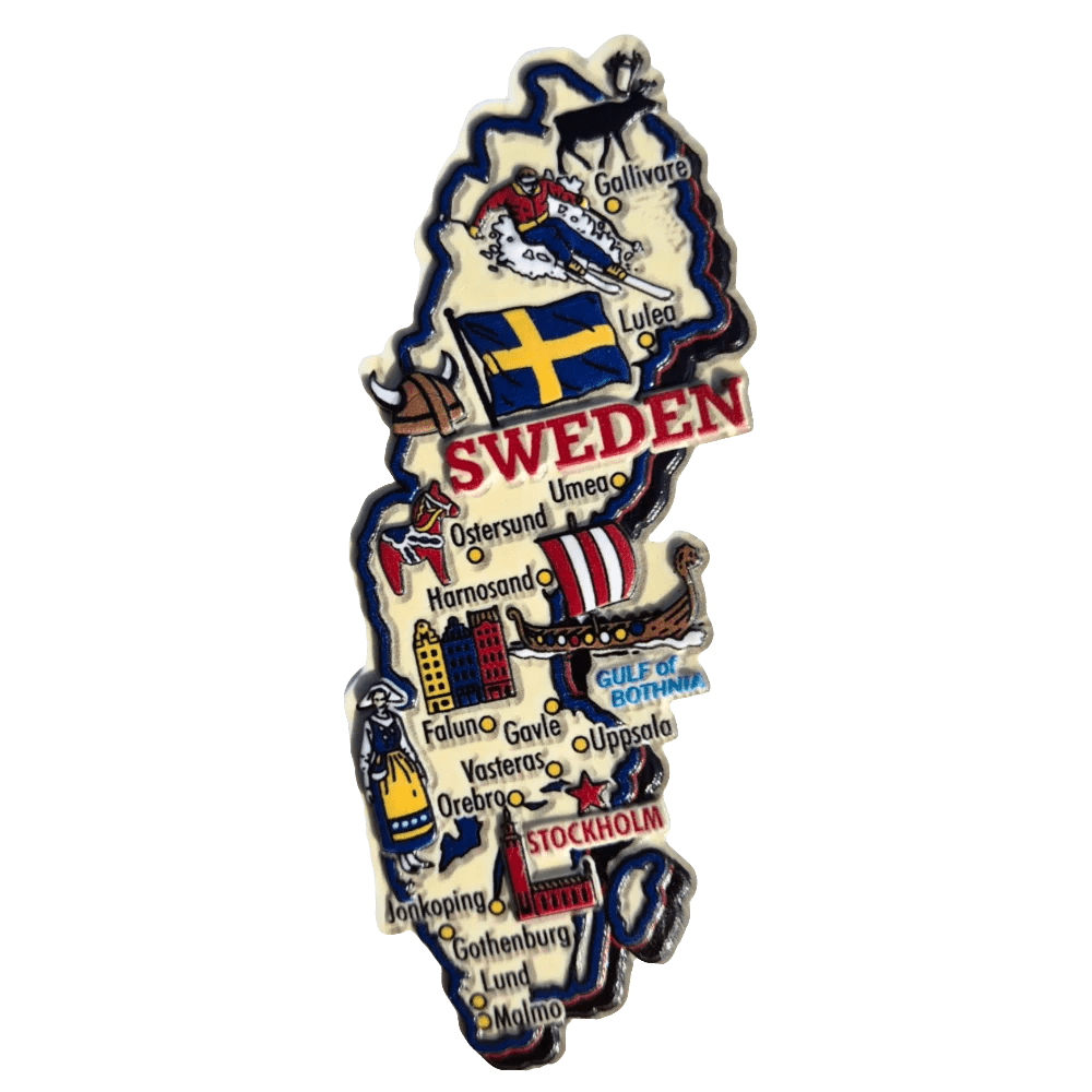 SOUVENIRBUTIK Svensk Karta Souvenir Midi Magnet