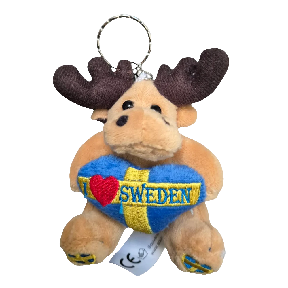 SOUVENIRS SHOP Moose Keychain Plush - I Love Sweden