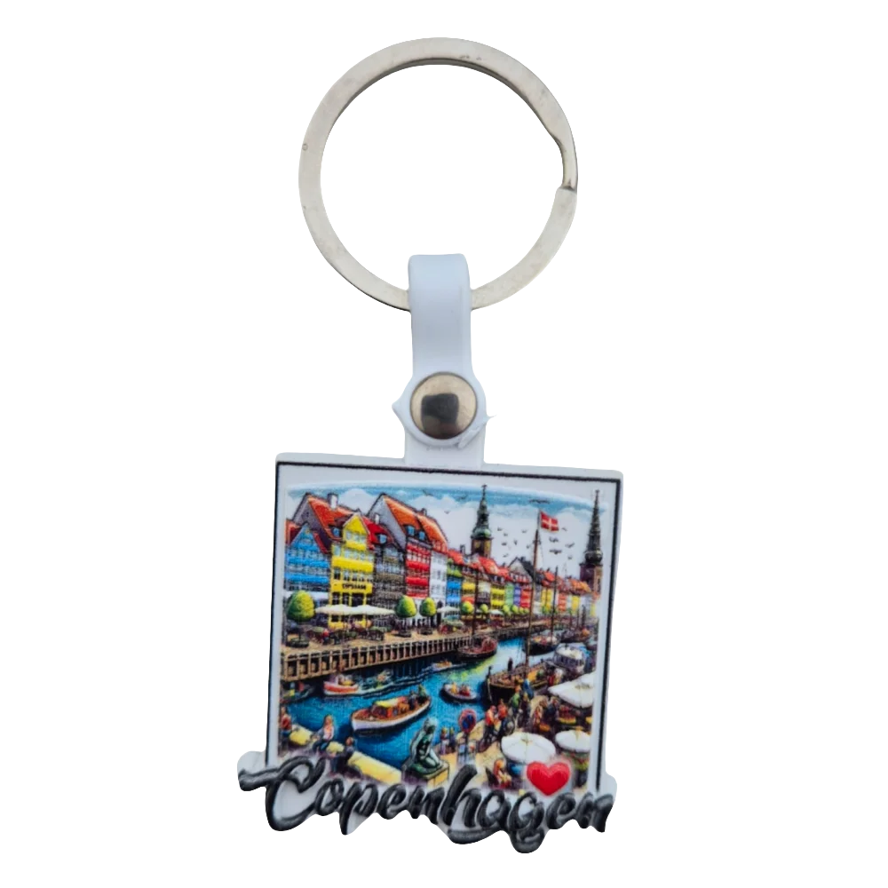 Copenhagen Souvenir Keychain - Colorful City Design