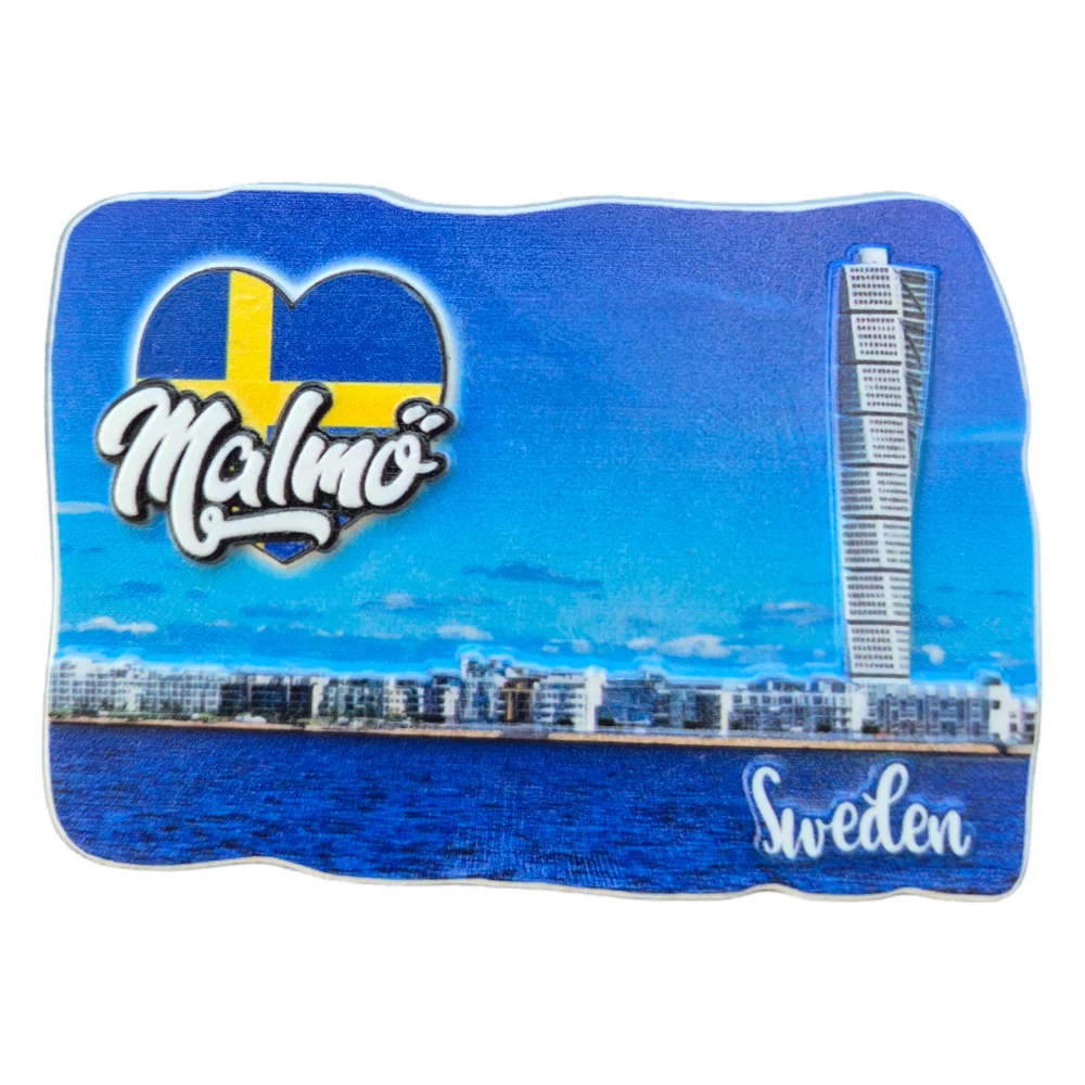 Malmö 3D fridge magnet featuring the iconic skyline and waterfront design