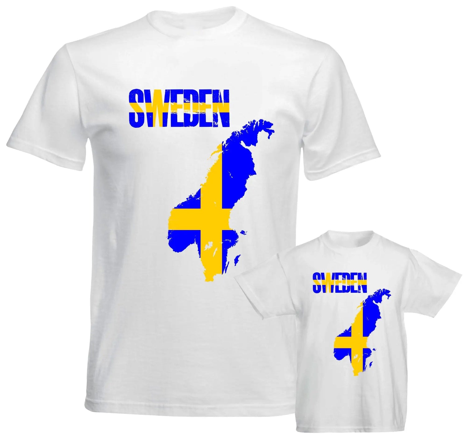 Sweden souvenir T-shirts featuring a design of the Swedish map and colors for stylish casual wear