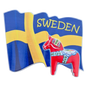 SOUVENIRS SHOP Swedish Dala Horse Magnet with Flag