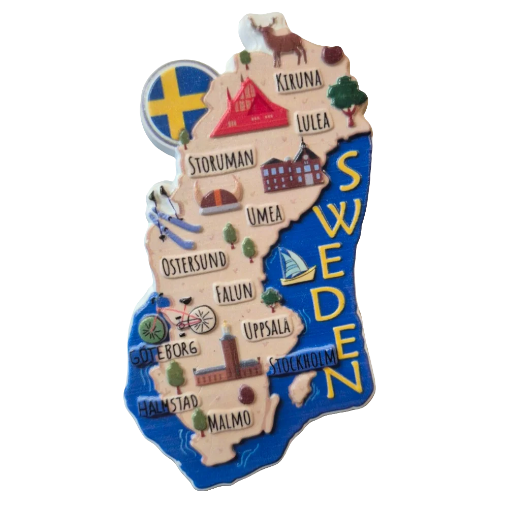 SOUVENIRS SHOP Sweden Map Souvenir Midi Magnet
