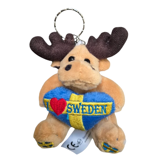 SOUVENIRS SHOP Moose Keychain Plush - I Love Sweden