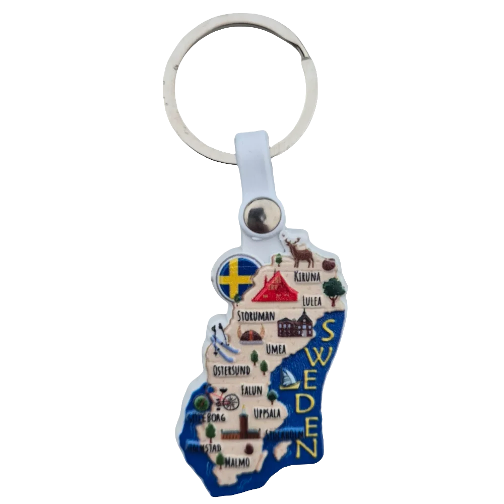 SOUVENIRS SHOP Sweden Map Keychain - Unique Souvenir Gift