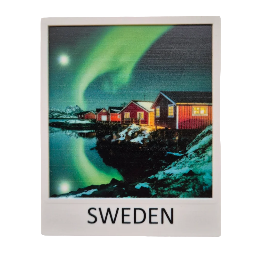 Northern Lights Souvenir Sweden Magnet with Scenic Design