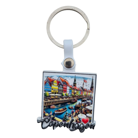 Copenhagen Souvenir Keychain - Colorful City Design