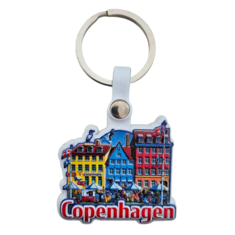 Colorful 3D keychain from Copenhagen with famous buildings and vibrant design