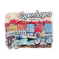 Copenhagen bike souvenir fridge magnet featuring colorful buildings and cyclists