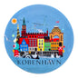 Colorful Copenhagen fridge magnet featuring iconic buildings and scenery of the city