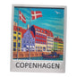 Copenhagen fridge magnet featuring vibrant Danish buildings and flags by the water