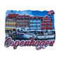 Colorful Copenhagen fridge magnet featuring iconic buildings and boats by the harbor