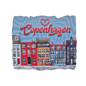 Copenhagen fridge magnet featuring colorful buildings and a heart design for souvenir collectors