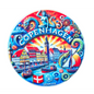 Colorful Copenhagen fridge magnet showcasing iconic landmarks and vibrant artwork