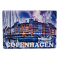 Copenhagen fridge magnet featuring colorful buildings and boats by the water in Copenhagen