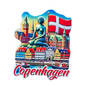 Colorful Copenhagen fridge magnet featuring the Little Mermaid and iconic buildings