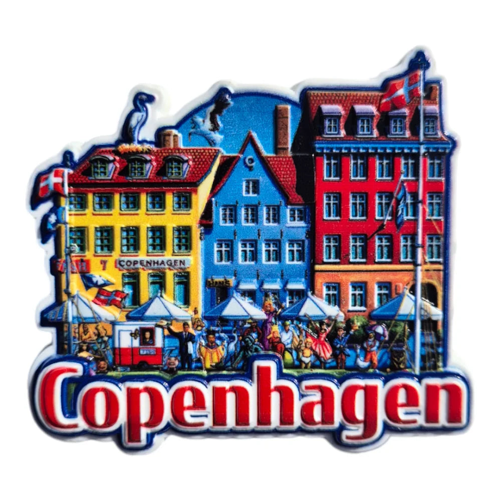 Copenhagen fridge magnet midi featuring colorful buildings and attractions from the city
