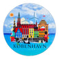 Copenhagen fridge magnet souvenir featuring colorful buildings and iconic landmarks of the city