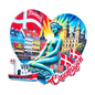 Copenhagen fridge magnet souvenir featuring a colorful design of the Little Mermaid and iconic landmarks