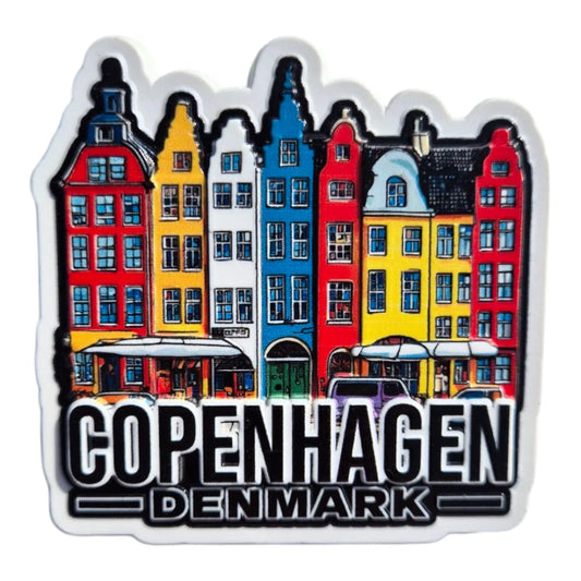 Colorful Copenhagen fridge magnets showcasing iconic buildings in Denmark