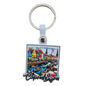 Copenhagen souvenir keychain featuring colorful Nyhavn waterfront and iconic buildings