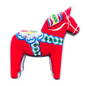 Vibrant red Dala horse magnet featuring decorative traditional patterns for home decor