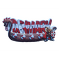 Denmark fridge magnet ship featuring a Viking longboat and colorful lettering for souvenirs
