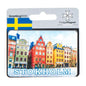 Colorful Stockholm fridge magnets featuring famous buildings in Gamla Stan, perfect for souvenirs