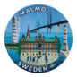 Malmö skyline magnet midi featuring iconic landmarks and the Swedish flag