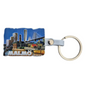 Malmö souvenir keyring featuring a colorful cityscape design of Malmö, Sweden