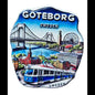 Vibrant Gothenborgh souvenir magnet showcasing iconic landmarks and tram in colorful design