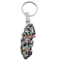 Customizable Sweden map keychain featuring iconic landmarks and vibrant colors