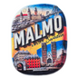 Colorful Sweden fridge magnet featuring Malmo with iconic buildings and landmarks