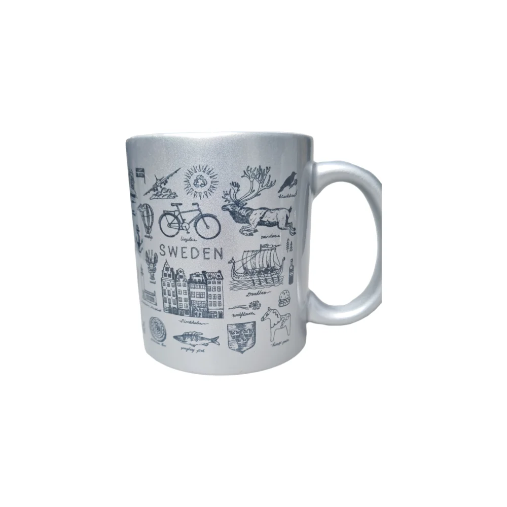 Sweden kaffemugg silver