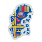 Colorful Sweden map fridge magnet featuring iconic Swedish elements and landmarks