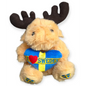 Sweden moose plush toy with 'I love Sweden' heart and detailed stitched features