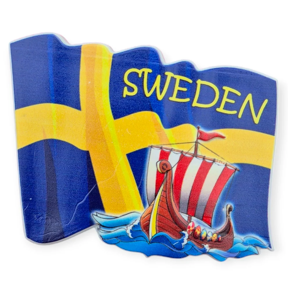 Sweden ship souvenir featuring a Viking ship and Swedish flag design for collectors