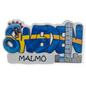 Colorful Sweden themed gifts magnet featuring Malmö skyline and vibrant design