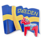 SOUVENIRS SHOP Swedish Dala Horse Magnet with Flag - SOUVENIRS SHOP