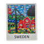 Vibrant Scandinavian photo gifts magnet featuring Swedish folk art and rural scenery
