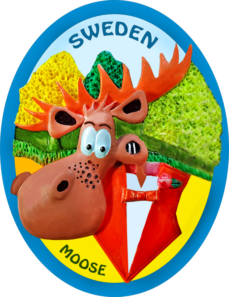 Sweden moose fridge magnet